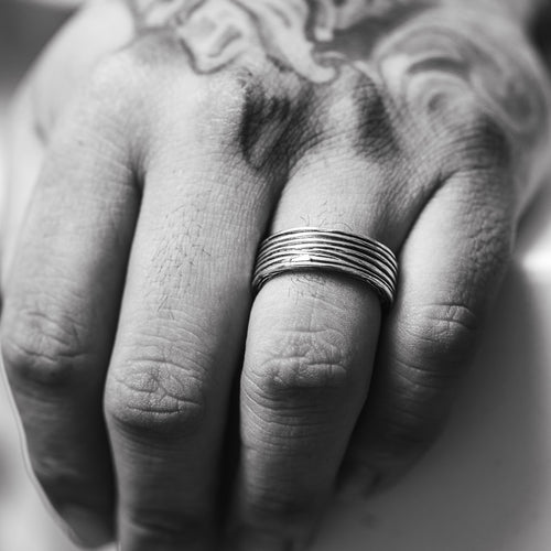 Threaded Ring in Oxidized Silver angle view