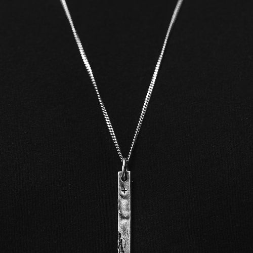 Stripped Bar Pendant in Silver angle view