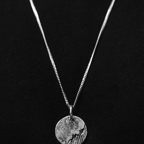 Luna Medallion in Oxidized Silver angle view