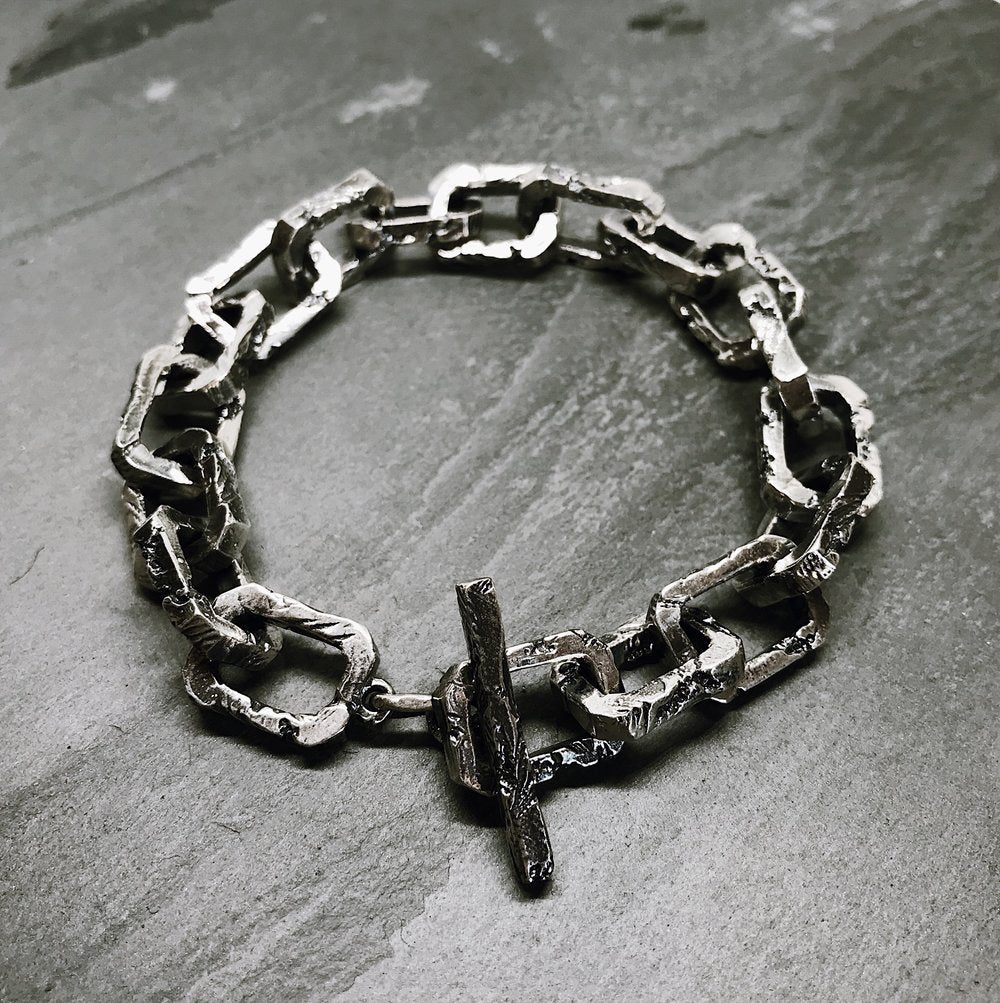 Man Silver Bracelet, Raw Sterling Silver, Handmade Bracelet, Statement buy Jewelry, Oxidized Silver,