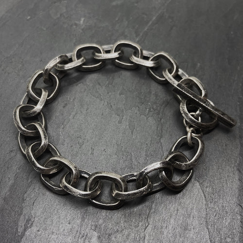 Ridge Link Chain Bracelet in Silver